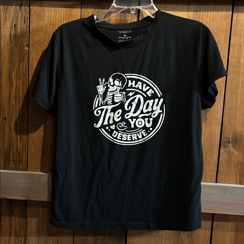 SHEIN Black Skeleton Graphic Tee